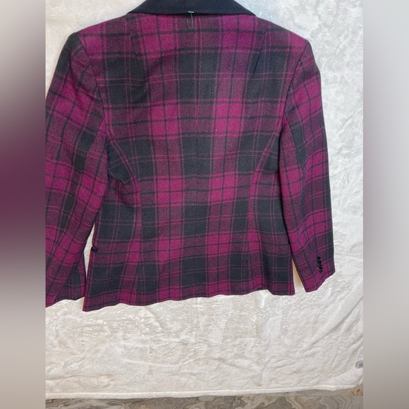 Country Suburban Purple Fuchsia Black Check Blazer 6 Vintage - Picture 6 of 7